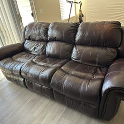 Faux Leather Recliner Couch X2