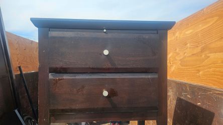 Dark Wood 2-Drawer Nightstand