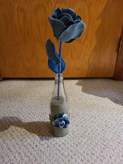 Denim flower and vase