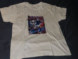 Kylian Mbappé France Soccer Graphic T-Shirt White Size L New Custom Fan Shirt. My LAST Mbappé shirt and it's BRAND NEW!