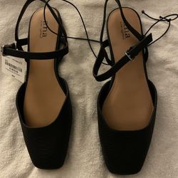 Ana Strappy Flats New With Tags Sz 10 Black 