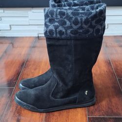 COACH Tatum Suede Boots - Womens Size 9 M - Black 