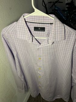 Hart Schaffer Marx Plaid Dress Shirt Large Purple Blue Menswear
