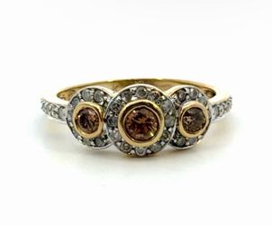 Woman’s Ladies 14k Yellow Gold Diamond .98 CTW Past Present Future Ring Size 7 GP3115875