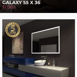 Dimmable Lighted Bathroom Mirror 55”X36”