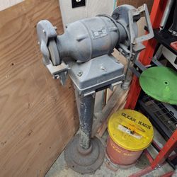 Old Craftsman Bench Grinder On Heavy Metal Stand WORKS 