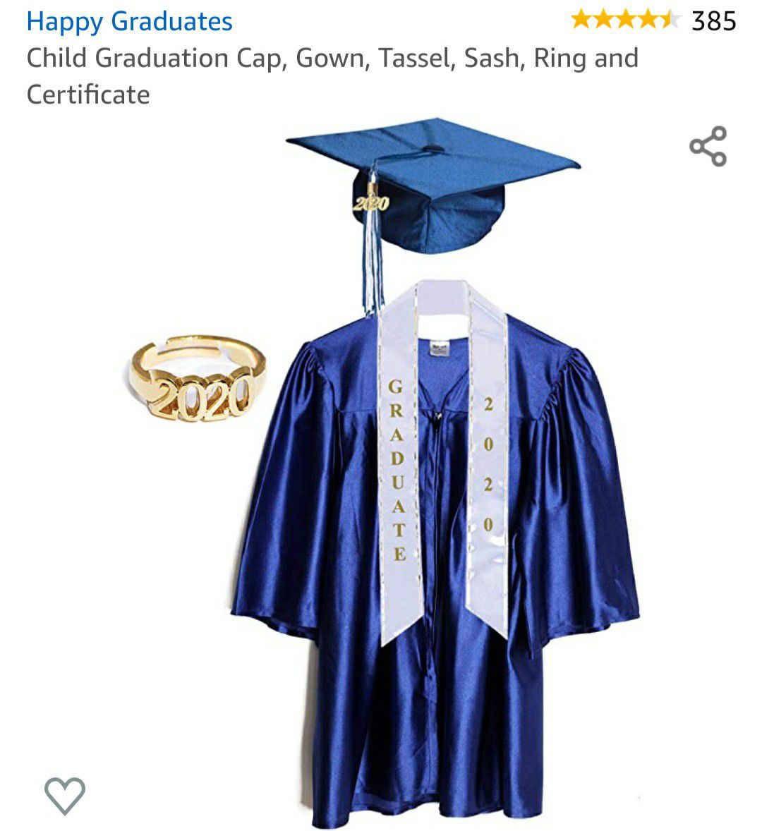 2020 Deluxe Kids Graduation gown Set cap for kids unisex boys and girls kinder garden GRADUATION