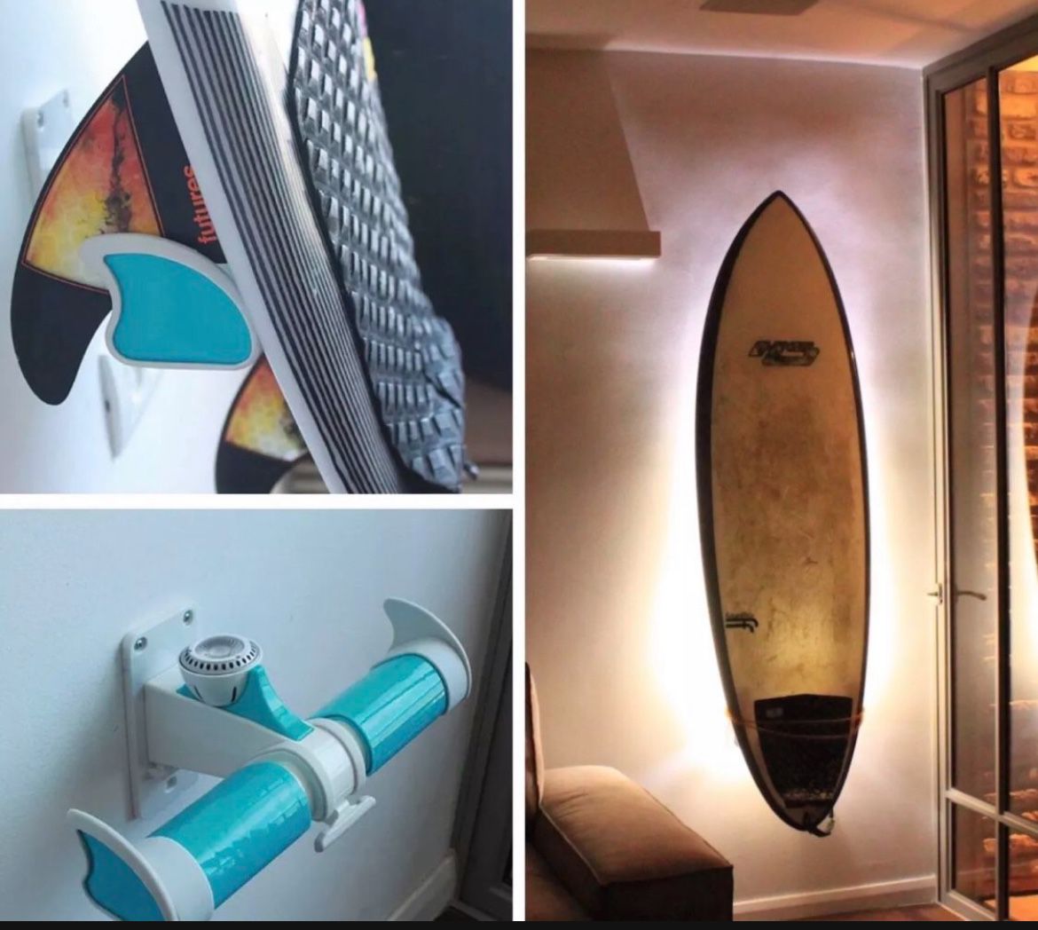 Surfboard wall rack storage with led light
