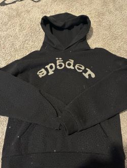 Black rhinestone sp5der hoodie medium