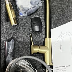 Touch Kitchen Sink Faucet Pull Down Sprayer Single Hole Mixer Tap Brushed Gold K9