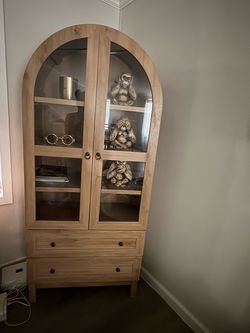 Tall Arched Glass Door Display Cabinet