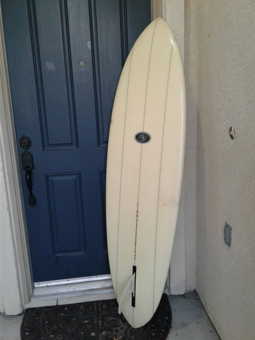 6'4" Steve Brom triple stringer single fin Surfboard for Sale