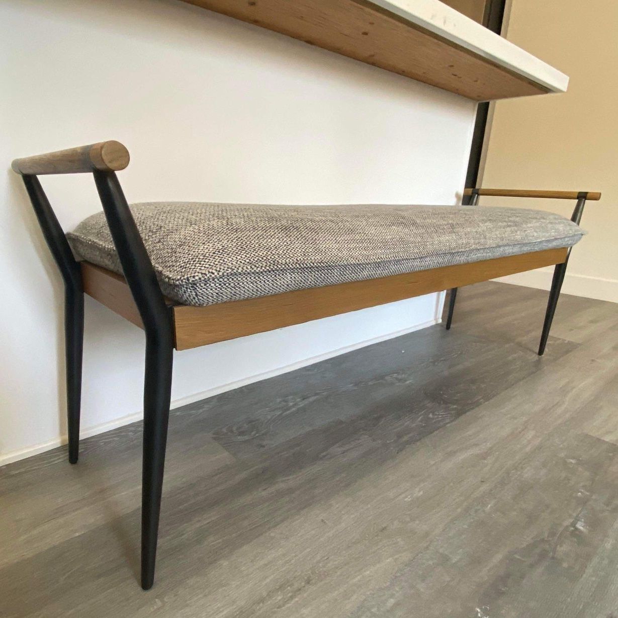 LUX OAK & STEEL EXTRA LONG UPHOLSTERED BENCH