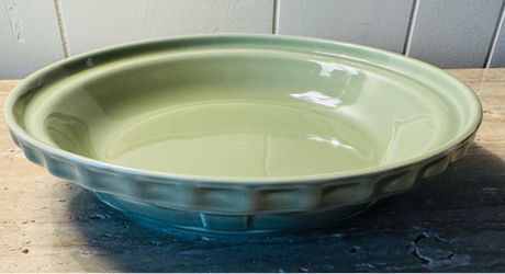 Longaberger Sage Pie Tart Baking Dish Pottery Woven Traditions, EC