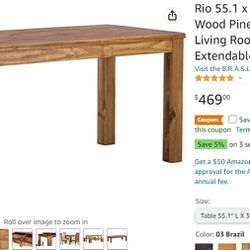 Classic Dining Room Table Solid Pine Wood 55.1" x 31" (New)