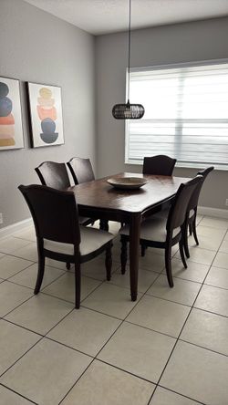 Dark Wood Dining Table with 6 Chairs