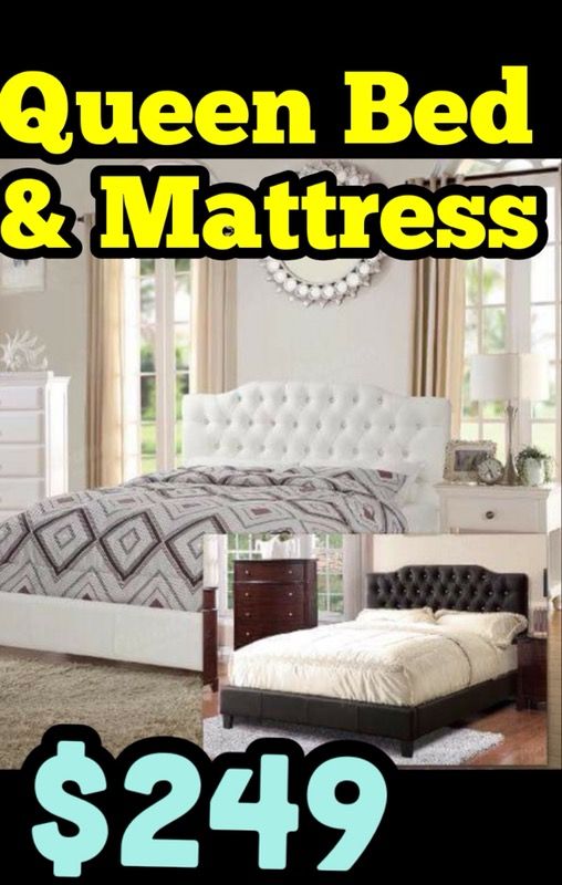 Queen bed and mattress