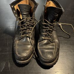 Vintage Vibram Brevetta Black Leather Work Boots