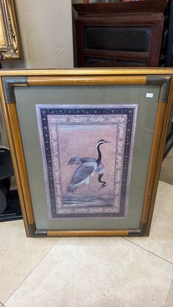 Framed Persian Miniature Crane Bird Art