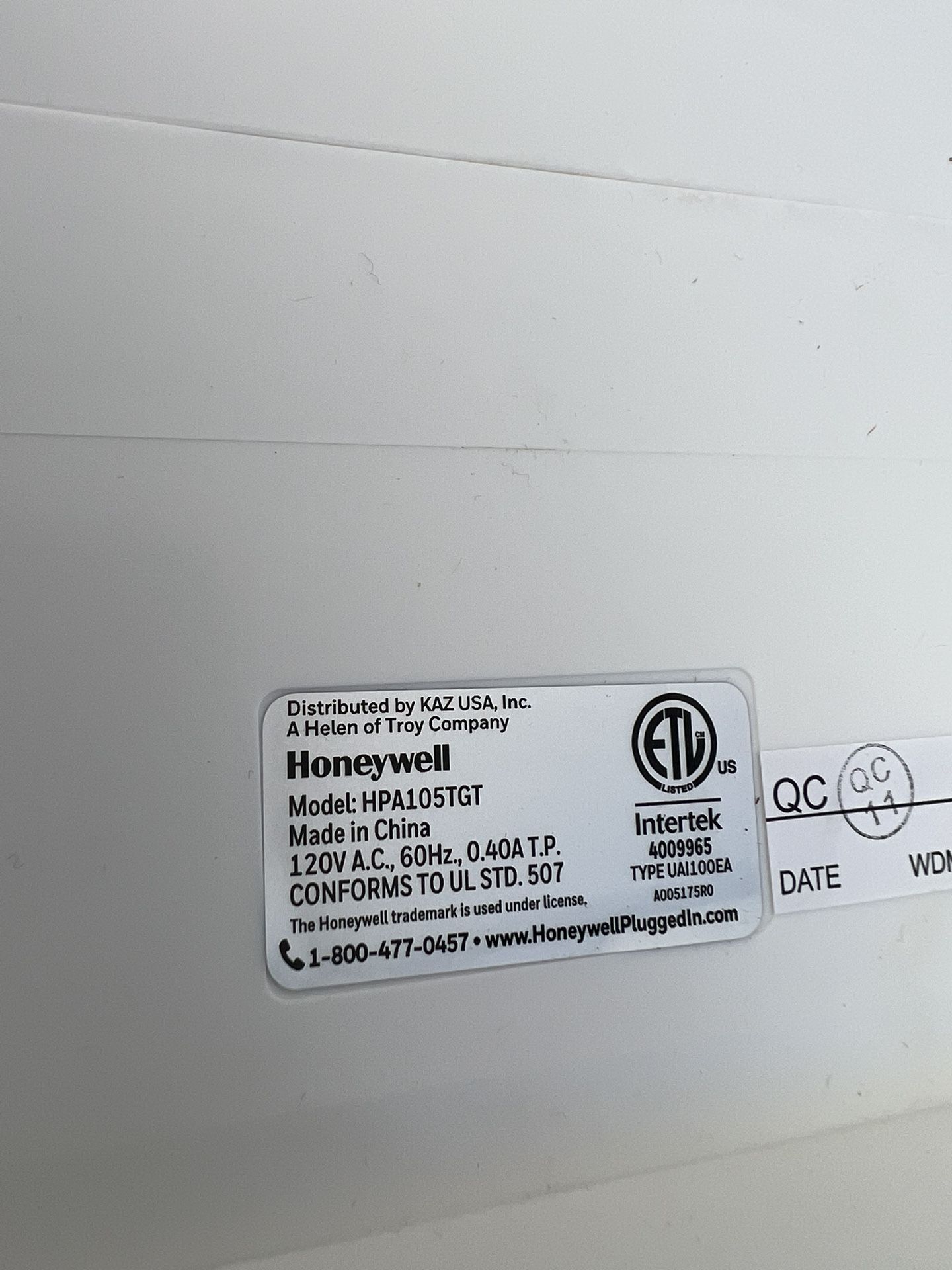 Honeywell HPA104 True HEPA Air Purifier White 155SQFT for Sale