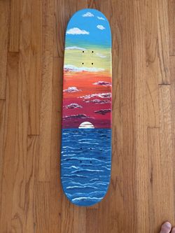 Hand-Painted Sunset Skateboard Deck