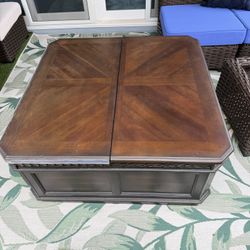 Lift-Top Outdoor Coffee Table with Hidden Storage & Drawers – 42” x 42”