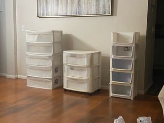 Set of 3 Plastic Storage Drawer Units
