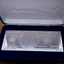 4 Oz Pure .9999 Silver 2002 USD Authentic $100 Bill 