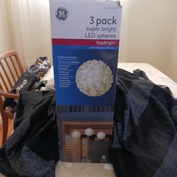 G.E. 3 Pack SUPER Bright LED Spheres,, Warm White Lights W/White Wire, 13.9 Cm/5.5 In Diameter, Indoor/Outdoor Use