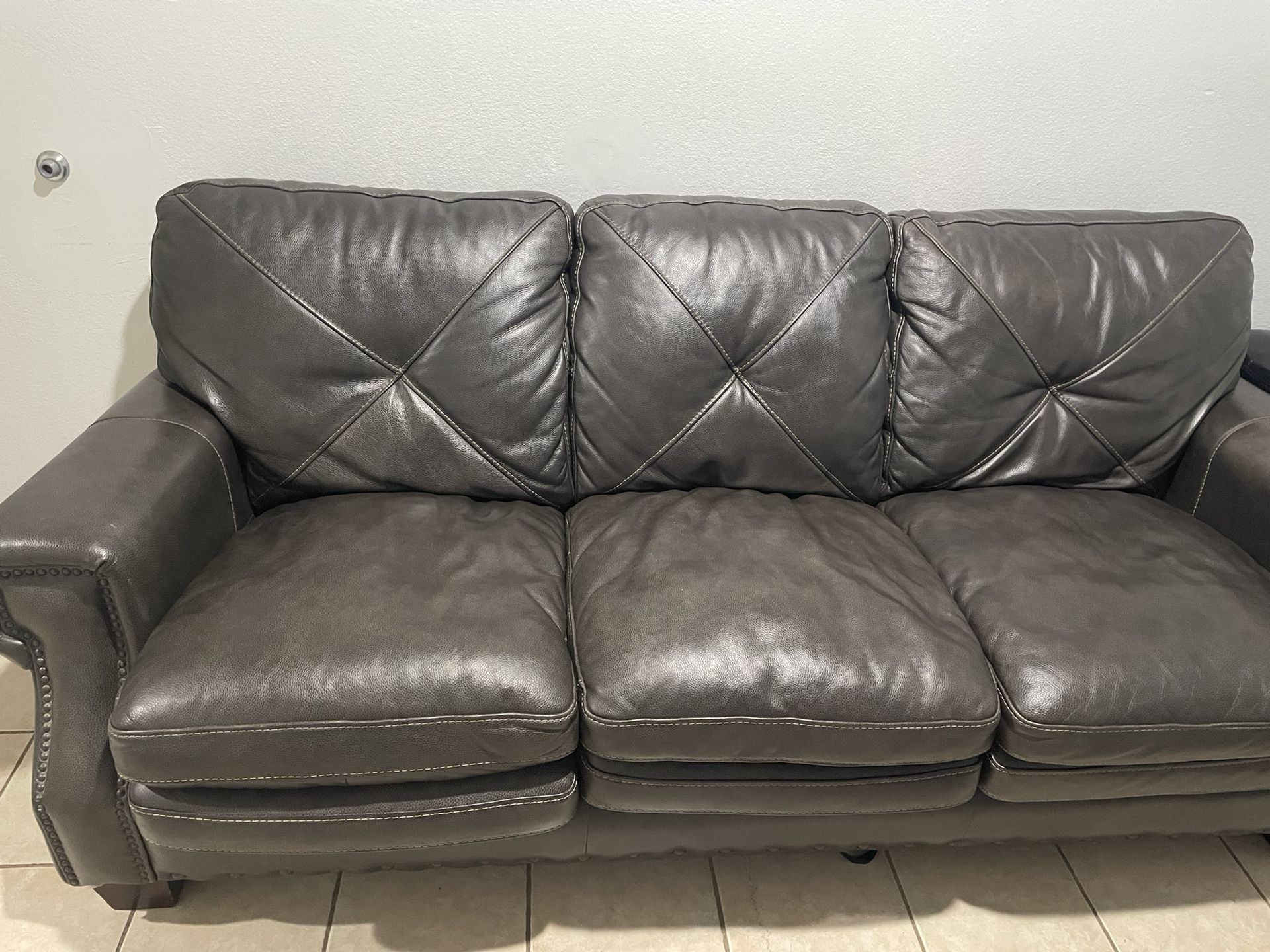 Faux Leather Sofa Bed & Two Armchairs 
