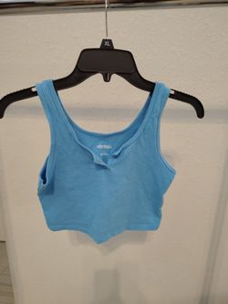 wild fable blue tank cropped top, women, sizeS