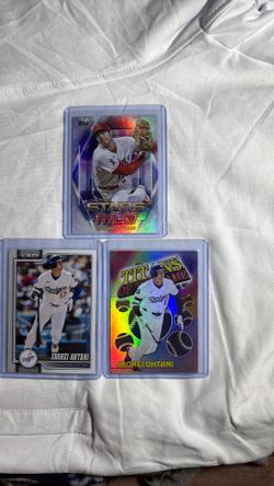 3 Shohei Ohtani cards including 2 refractors and 1 base