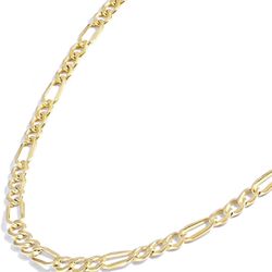 14K Solid Yellow Gold Filled Figaro Chain Necklaces - Unisex