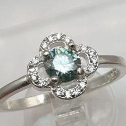 11.Carats Natural BEST BLUE MOISSANITE 925 Silver Ladies Ring