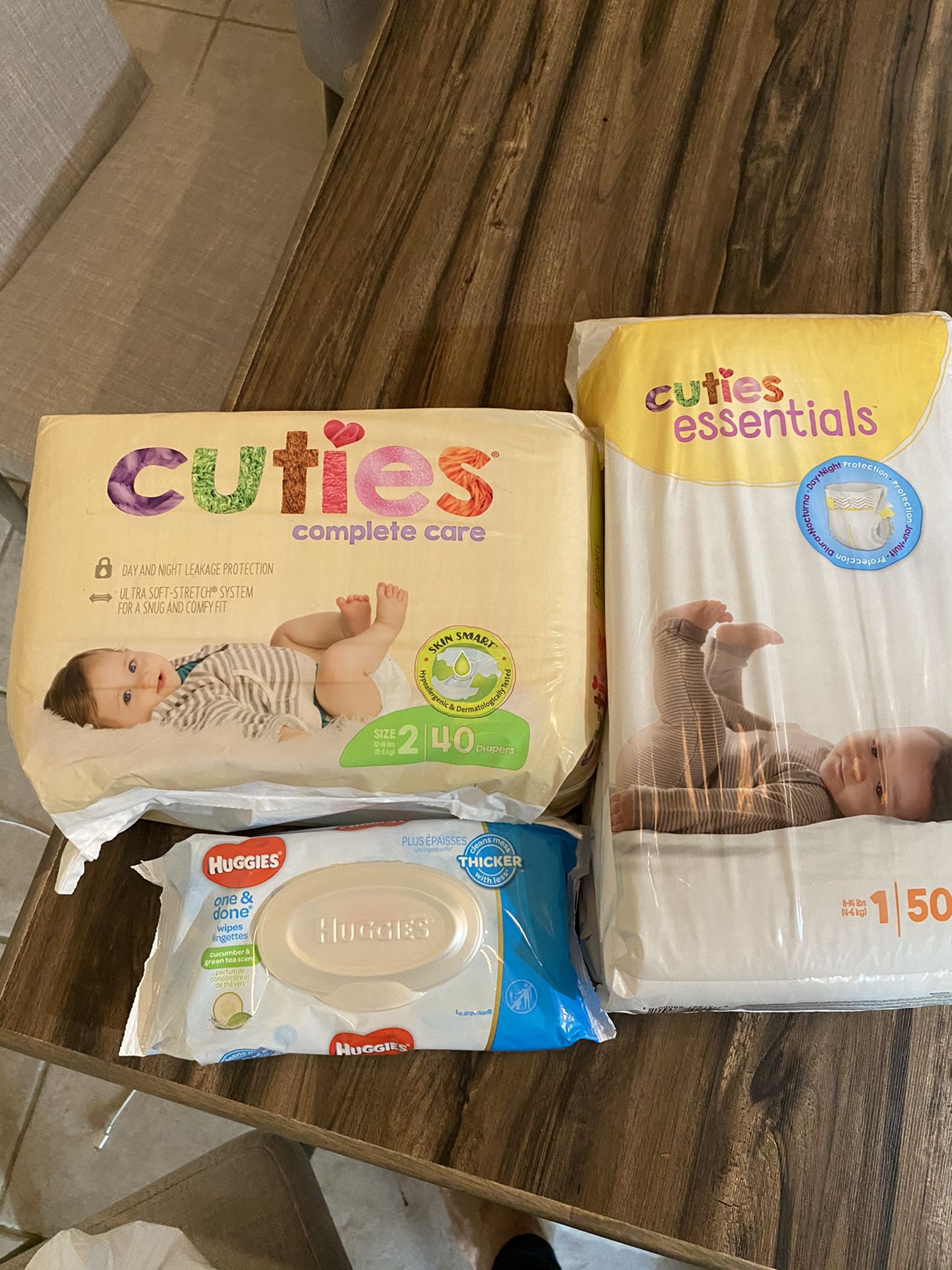 Cuties Diapers and Huggies baby wipes