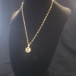 Jeweled Star Of David 18k Gold Plated Stainless Steel Necklace 16+2 Length 