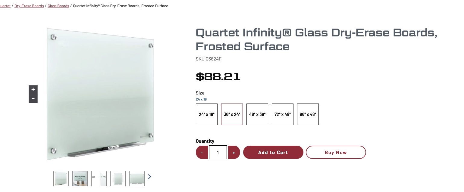 Quartet Glass Dry Erase Magnetic White Board