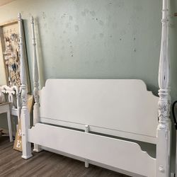 King size rice bed white solid wood with 64 inch dresser chest of drawers mirror and nightstand French provincial all solid wood