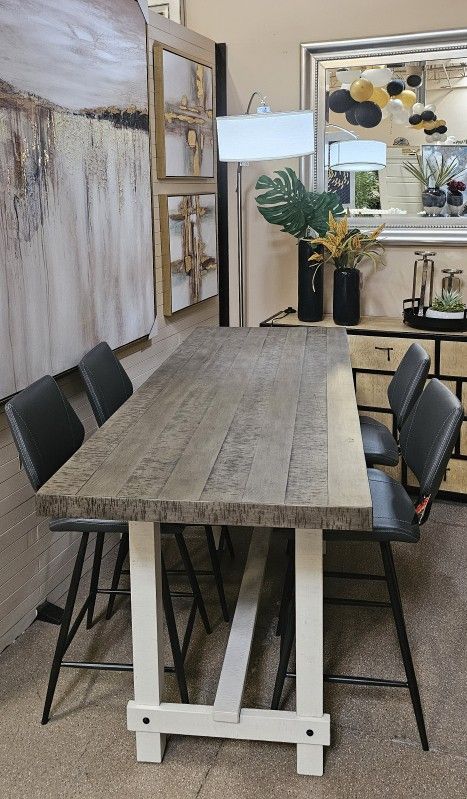 5 Pc Solid Wood Counter High Dining Set! Swivel Stools!