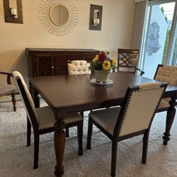 High Back Dining Chairs Set of 4, Solid Wood Leg Kitchen Chairs for Dining Room - Brown