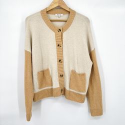 Madewell Colorblock Colburne Cardigan Sweater in Coziest Textured Yarn Size Large