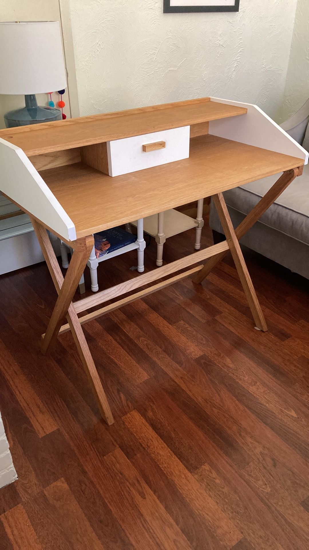 Custom Made Hardwood Desk With Folding Legs