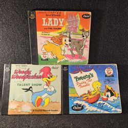 Lot Of 3 Vintage (1(contact info removed)) Capital Records 45 Extended Play Record-Reader Books In Full Color