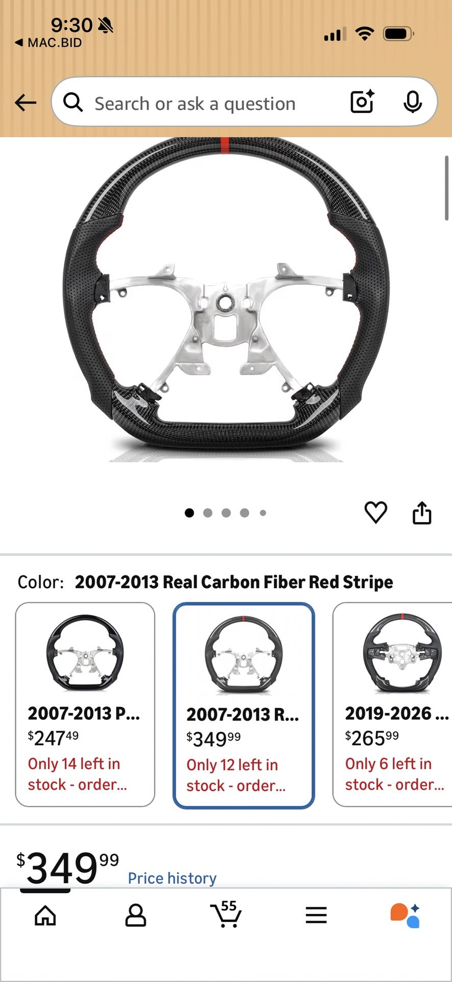 Real Carbon Fiber Steering Wheel for Chevy Silverado 1/3-2013, GMC ...