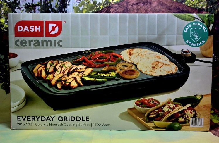 DASH Everyday Ceramic Electric Griddle for Pancakes, Burgers, Quesadillas, Eggs & other on the go Breakfast, Lunch & Snacks New