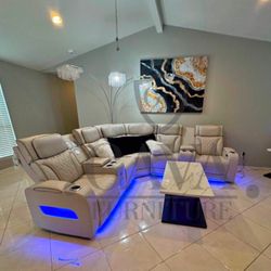 Spain Sand Power Reclining Sectional (Power Headrests) **NEW ARRIVAL** $1,599  Features 2 power footrest & headrest (1 on left side, 1 on right side) 