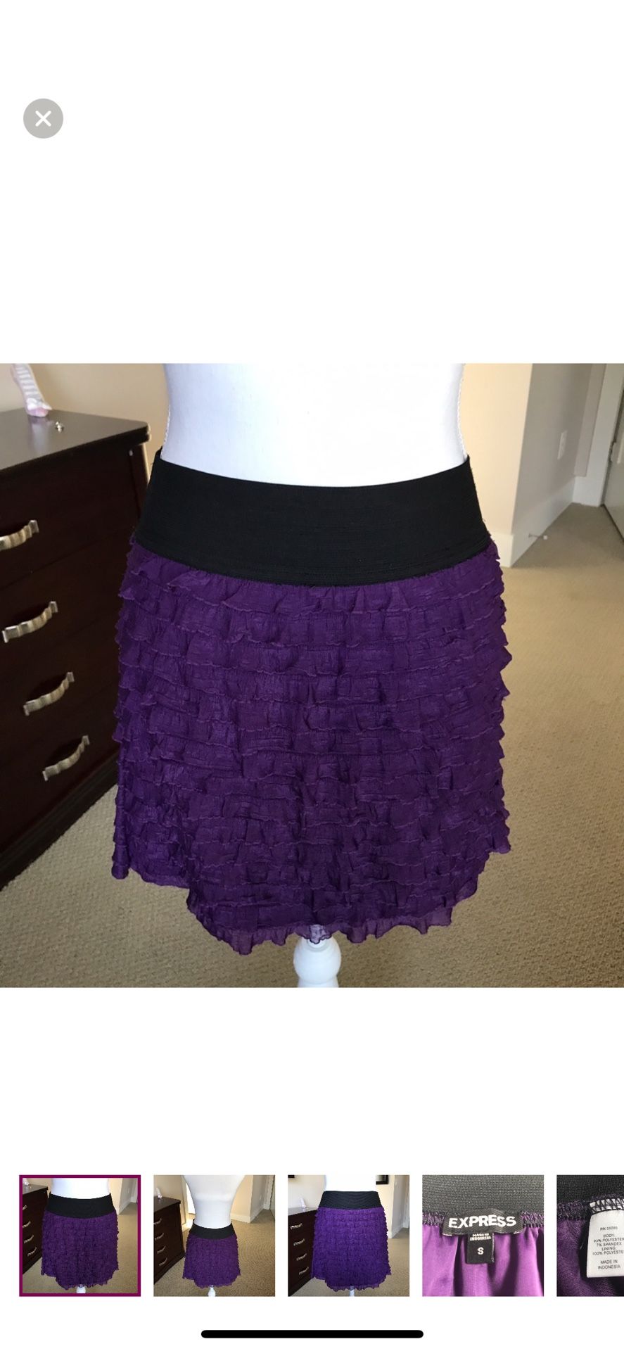 Express Purple high waisted ruffle skirt, S