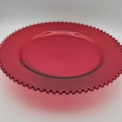Gorgeous Vintage 13.25" Dalzell Viking Candlewick Ruby Red Glass Platter 