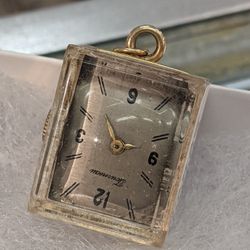 14K GOLD CLOCK PENDANT ESTATE PIECE