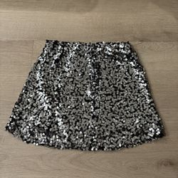 Silver Sequin Skirt – Girls Size M (8) / Fits Regular XS